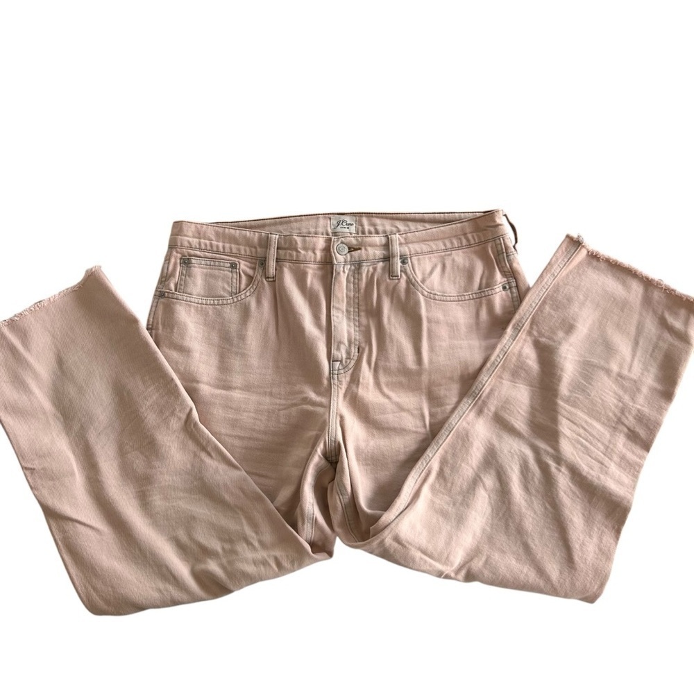 J Crew Raw Hem Cropped Jeans in indigo-dyed pale pink women’s size 32